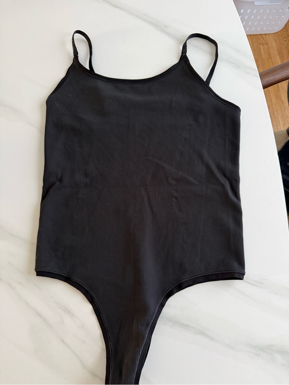 lululemon athletica Black Ribbed Scoop-Neck Bodysuit